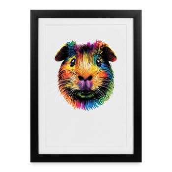 Cochon d’Inde Rongeurs Capybara Rongeur mignon - Affiche encadrée (27 × 37 cm) - noir - Devant
