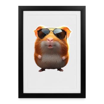 Cochon d’Inde Rongeurs Capybara Rongeur mignon - Affiche encadrée (27 × 37 cm) - noir - Devant