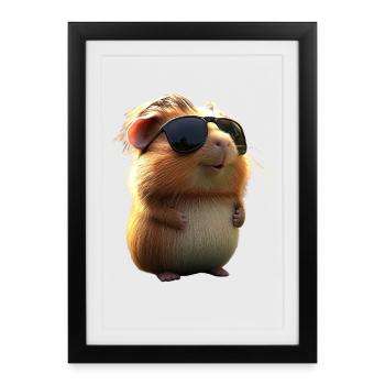 Cochon d’Inde Rongeurs Capybara Rongeur mignon - Affiche encadrée (27 × 37 cm) - noir - Devant