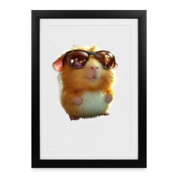Cochon d’Inde Rongeurs Capybara Rongeur mignon - Affiche encadrée (27 × 37 cm) - noir - Devant