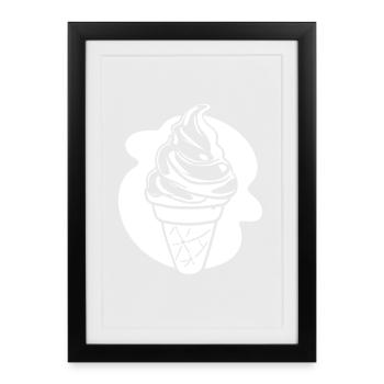 Dessin de crème glacée - Affiche encadrée (27 × 37 cm) - noir - Devant