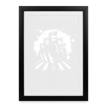Dessin de quilles de bowling - Affiche encadrée (27 × 37 cm) - noir - Devant