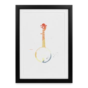 Graphique Banjo Rétro - Affiche encadrée (27 × 37 cm) - noir - Devant