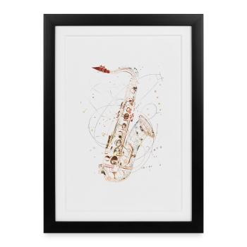 Saxophone Line Art - Framed poster (27 × 37 cm) - black - Front