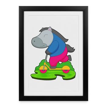 Scooter à cheval - Affiche encadrée (27 × 37 cm) - noir - Devant