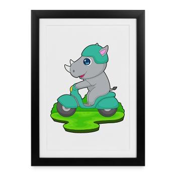 Trottinette Rhino - Affiche encadrée (27 × 37 cm) - noir - Devant