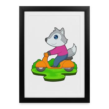 Trottinette Wolf - Affiche encadrée (27 × 37 cm) - noir - Devant