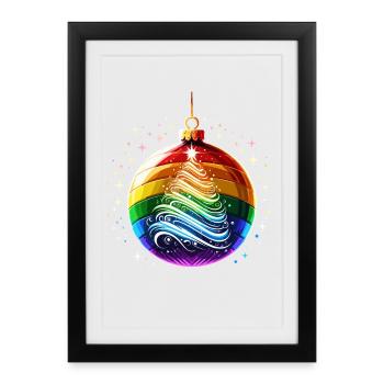 Rainbow Christmas Ball - Framed poster (27 × 37 cm) - black - Front