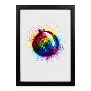 Boule de Noël Arc-en-ciel Noël LGBTQ - Affiche encadrée (27 × 37 cm) - noir - Devant