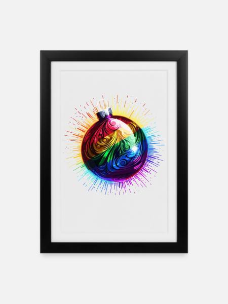 Regenbogen Weihnachtskugel LGBTQ Weihnachten - Gerahmtes Poster (27 × 37 cm) - Schwarz
