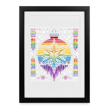 Christmas Ornament Knitting Pattern Rainbow LGBTQ+ - Framed poster (27 × 37 cm) - black - Front