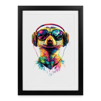 Lunettes de soleil suricate coloré mignon suricate - Affiche encadrée (27 × 37 cm) - noir - Devant
