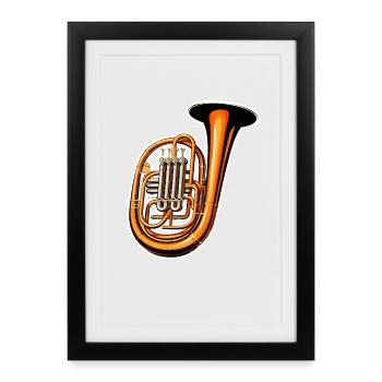 Tuba Graphique - Affiche encadrée (27 × 37 cm) - noir - Devant