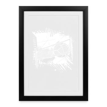 Dessin de volley-ball - Affiche encadrée (27 × 37 cm) - noir - Devant