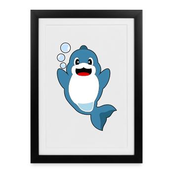 Bulles d’eau de dauphin - Affiche encadrée (27 × 37 cm) - noir - Devant