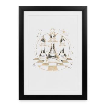 Chess Pieces Drawing - Framed poster (27 × 37 cm) - black - Front