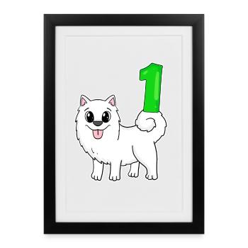 Numéro 1 Numéro Un - Motif Chien Samoyède - Affiche encadrée (27 × 37 cm) - noir - Devant