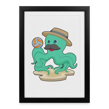 Octopus Joueur de volley-ball Volley-ball - Affiche encadrée (27 × 37 cm) - noir - Devant