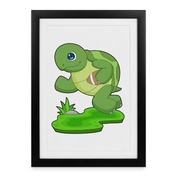 Turtle Football américain Sports - Affiche encadrée (27 × 37 cm) - noir - Devant