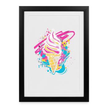 Taches de peinture de cornet de crème glacée - Affiche encadrée (27 × 37 cm) - noir - Devant