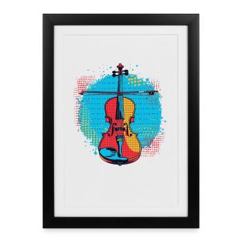 Dessin de violon - Affiche encadrée (27 × 37 cm) - noir - Devant