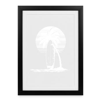 Surfboard Drawing - Framed poster (27 × 37 cm) - black - Front