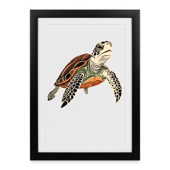 Tortue Reptile Lover Tortues mignonnes - Affiche encadrée (27 × 37 cm) - noir - Devant