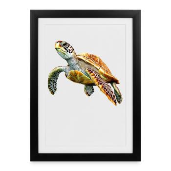 Tortue Reptile Lover Tortues mignonnes - Affiche encadrée (27 × 37 cm) - noir - Devant