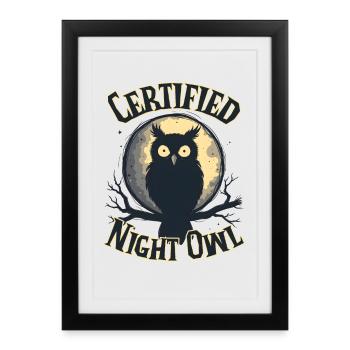 Certified Night Person – Night Owl Vibes - Framed poster (27 × 37 cm) - black - Front