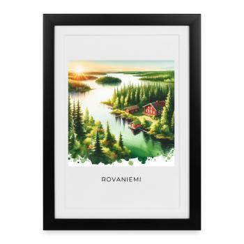 Forêt d’été Rovaniemi Scandinavie Finlande Nature - Affiche encadrée (27 × 37 cm) - noir - Devant