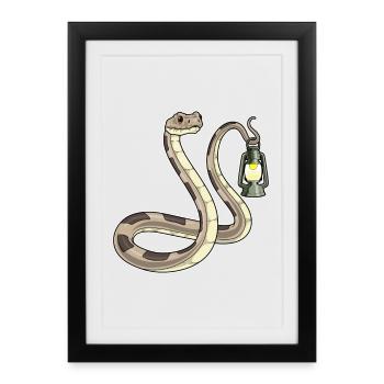 Lanterne serpent - Affiche encadrée (27 × 37 cm) - noir - Devant