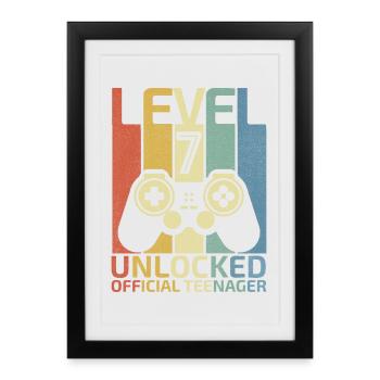 Level 7 Unlocked official teenager - Framed poster (27 × 37 cm) - black - Front
