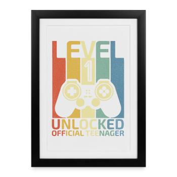 Level 1 Unlocked official teenager - Affiche encadrée (27 × 37 cm) - noir - Devant