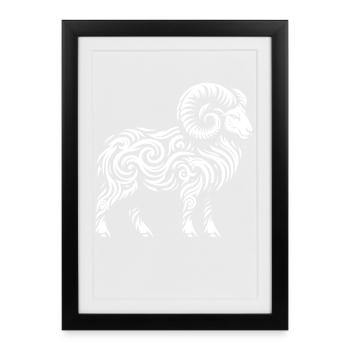 Bélier tribal - Affiche encadrée (27 × 37 cm) - noir - Devant
