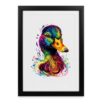 Ente Bunt Regenbogen Stockente Erpel Süße Enten - Affiche encadrée (27 × 37 cm) - noir - Devant