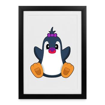 Penguin Baby Pacifier - Framed poster (27 × 37 cm) - black - Front