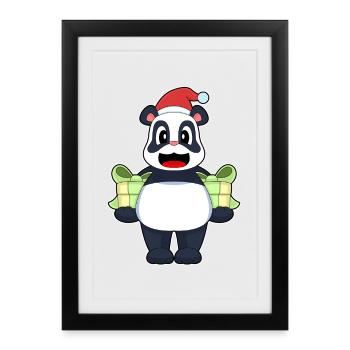 Panda Christmas Packages - Framed poster (27 × 37 cm) - black - Front