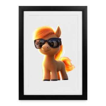Pony Riding Pony Foal Rider Ponies Riding Pony Farm - Framed poster (27 × 37 cm) - black - Front
