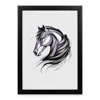 Pony Riding Pony Foal Rider Ponies Riding Pony Farm - Framed poster (27 × 37 cm) - black - Front