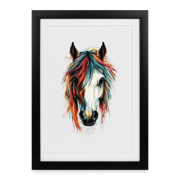 Pony Riding Pony Foal Rider Ponies Riding Pony Farm - Framed poster (27 × 37 cm) - black - Front