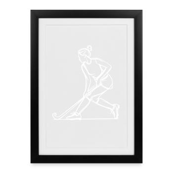 Field hockey player Drawing - Framed poster (27 × 37 cm) - black - Front