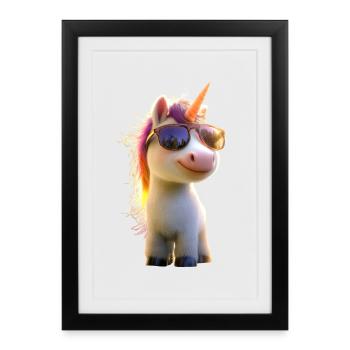 Einhorn Reiterin Ponyhof Pferde Reiten Einhörner - Gerahmtes Poster (27 × 37 cm) - Schwarz - Vorne