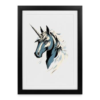 Einhorn Reiterin Ponyhof Pferde Reiten Einhörner - Gerahmtes Poster (27 × 37 cm) - Schwarz - Vorne