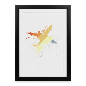 Graphique d’avion des années 80 - Affiche encadrée (27 × 37 cm) - noir - Devant