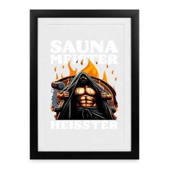 Maître du sauna Heisser - Maître de l’infusion - Affiche encadrée (27 × 37 cm) - noir - Devant