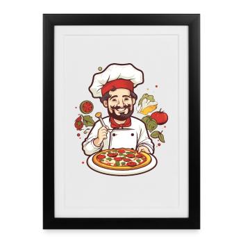 Graphique de pizzaïolo - Affiche encadrée (27 × 37 cm) - noir - Devant
