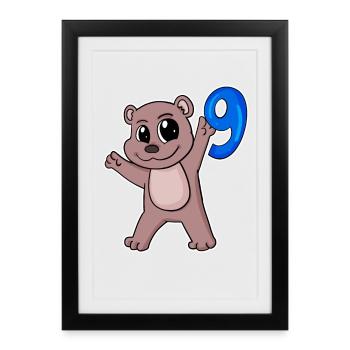9th Birthday Motif Bear - 9 Years - Framed poster (27 × 37 cm) - black - Front