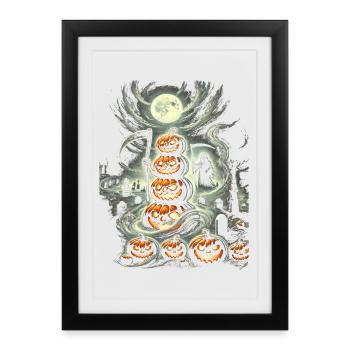 Spooky Halloween Pumpkin Tower - Framed poster (27 × 37 cm) - black - Front