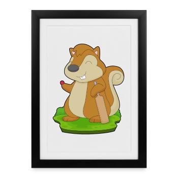 Squirrel Cricket Cricket Bat - Framed poster (27 × 37 cm) - black - Front