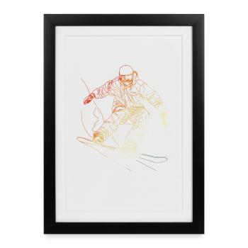 Snowboarder Sketch Retro - Framed poster (27 × 37 cm) - black - Front
